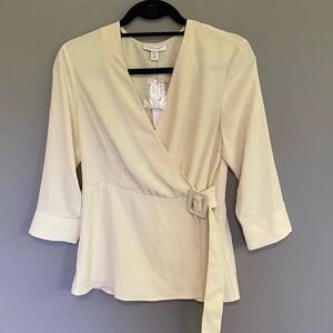 Topshop Cream Ivory Buckle Wrap Blouse